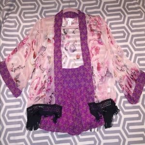 Band of gypsies kimono skort set